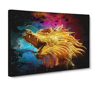Oriental Dragon Modern CB Canvas Wall Art Print Ready to Hang, Framed Picture for Living Room Bedroom Home Office Décor, 30x20 Inch (76x50 cm)