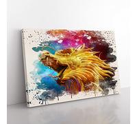 Oriental Dragon Modern FC Canvas Wall Art Print Ready to Hang, Framed Picture for Living Room Bedroom Home Office Décor, 60x40 cm (24x16 Inch)