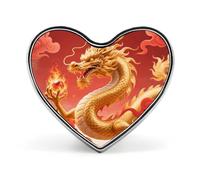 Oriental Dragon Orb Lapel Pin, 1 Inch Metal Heart Brooch Pins - Lightweight, Smooth Edges, Versatile Love Badge Brooch for Shirts, Jackets, Bag & Gifts for Friends, Family