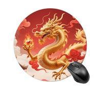 Oriental Dragon Orb Mouse Pad, 7.8 Inch Portable Round Mouse Mat with Non-Slip Rubber Base & Smooth Surface, Waterproof Mousepad for Gaming Office & Home