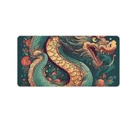 Oriental Dragon Pattern Desk Pad Waterproof Writing Mouse Pad Non-Slip Laptop Desk Protector Large Office Desk Mat Computer Keyboard Rubber Mat for Work Home Decor 12" X 24"