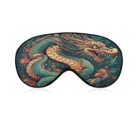 Oriental Dragon Pattern Eye Mask Soft Sleep Mask for Side Sleeper Light Blocking Night Eye Cover with Adjustable Strap Sleep Shade Cover Night Blindfold Eyeshade Sleeping Masks for Travel