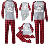 Oriental eLife Christmas Matching Family Pyjamas Outfit Set Sleepwear Holiday Party Long Sleeve T-Shirt +Pants Pajamas 2PCS Set for Adults Womens Kids Toddle Baby Nightshirts Nightwear
