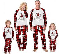 Oriental eLife Christmas Matching Family Pyjamas Outfit Set Sleepwear Holiday Party Long Sleeve T-Shirt +Pants Pajamas 2PCS Set for Adults Womens Kids Toddle Baby Nightshirts Nightwear