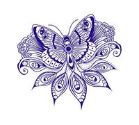 Oriental Floral Butterfly Mandala Arabic Islamic Ramadan Fine Carving Decals 67.2x72cm Wall beautification DarkBlue
