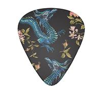 Oriental Floral Pattern Dragons Gold Roses Thin Medium And Heavy Gauge Guitar Picks For Bass Electric Acoustic Guitars (12 Count)
