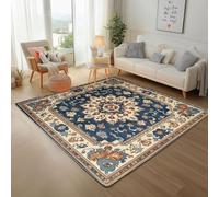 Oriental Floral Vintage Area Rug AntiSlip Washable Bohemian Design for Bedroom Dining Room Living Room 180x200cmClassic Ethnic Tappeto