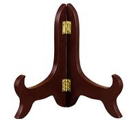 Oriental Furniture Luxury Dark Composite Wood Plate Stand Easel Holder Wooden Display Stand with Brass Hinges for 4 to 15 Inch Plates (10" Suitable 13-15 inch Plate)