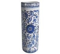 ORIENTAL Furniture Red Lantern 24" Floral Blue & White Porcelain Umbrella Stand