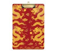 Oriental Golden Dragons Chinese Ornament Red Clip Planks Hard Board For Nursing Students Trade Quest Size 9 x 12