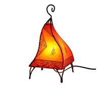 Oriental Henna Lamp Moroccan Leather Lamp FATUTA 35 cm Orange Artisan Made of Marrakesh Metal Frame Hand Forged Leather Lampshade Hand Painted Oriental Decoration