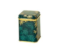 Oriental Koi Carp - Retro/Vintage Style Square Tea Caddy/Kitchen Storage Tin - Jade Green & Gold (50 g) - 6 x 6 x 8 cm