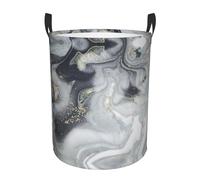 Oriental Marble Stone Printing Personalized Circular Dirty Clothes Hamper â€“ Standable Design, Works In Bathroom & Closet