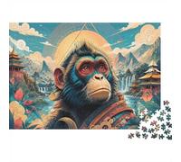 Oriental Monkey 1000 Piece Jigsaw Puzzle for Adults | 70x50cm Striking monkey portrait with Asian landscape offers a rewarding challenge and a captivating screen-free pastime