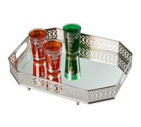 Oriental Moroccan Mirror Tray Serving Tray Silver Square