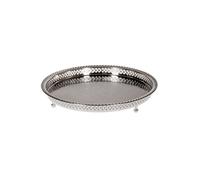 Oriental Moroccan Vintage Serving Tray Silver Round