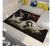 Oriental Mystery Area Rug Tai Chi Dragon & Phoenix Pattern Rugs Washable Soft Non Slip Low Pile Floor Carpet for Living Room Home Office Indoor Decor 140x200cm