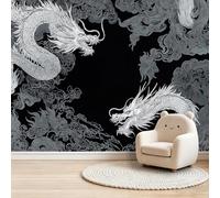 Oriental Myth Dragon Sketch Wall Mural Photo Wallpaper Black 300 x 210 cm Kids Bedroom Kitchen Poster Decoration Wall Covering Wall Art