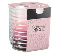 (Oriental Night) Tri-Colour Scented Candle In Ribbed Glass Jar