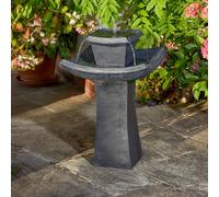 Oriental Pagoda Solar Powered Water Feature - Slate-Effect Polyresin 2 Tier Cascading Water Fountain, Outdoor Garden Patio, Decking, Yard Decoration - Measures H72 x 47cm Diameter