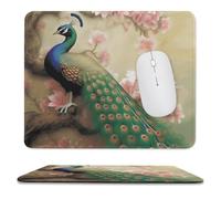 Oriental Peacock on Flower Stitched Edge Mouse Pad