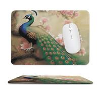 Oriental Peacock on Flower Stitched Edge Mouse Pad