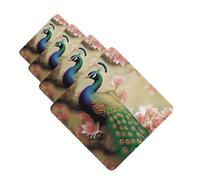 Oriental Peacock on Flower Tree Car Air Fresheners Cards 4 Pcs Hanging Fragrance Scented Cards Long-Lasting Car Aromatherapy Tablets for Wardrobe Bathroom Car Interior Mirror Pendant Gifts