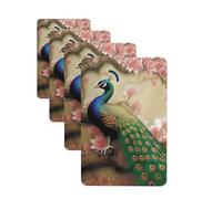 Oriental Peacock on Flower Tree Car Air Fresheners Cards 4 Pcs Hanging Fragrance Scented Cards Long-Lasting Car Aromatherapy Tablets for Wardrobe Bathroom Car Interior Mirror Pendant Gifts