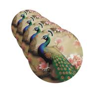 Oriental Peacock on Flower Tree Car Air Fresheners Cards 4 Pcs Hanging Fragrance Scented Cards Long-Lasting Car Aromatherapy Tablets for Wardrobe Bathroom Car Interior Mirror Pendant Gifts