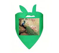 Oriental Peacock on Flower Tree Dog Bandana Soft Breathable Polyester Triangle Scarf for Small to Large Dogs Cats Comfortable Pet Bibs for Daily Wear Party Wedding Birthday Pet Accessories