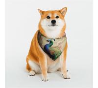 Oriental Peacock on Flower Tree Dog Bandanas Small Adjustable Dog Scarf Triangle Bibs Double Reversible Kerchief Scarf Washable Daily Handkerchief for Medium Large Dog Puppy Cat Gift