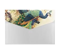 Oriental Peacock on Flower Tree File Folder Paper Bill Receipt Organizer Portable Document Organizer Expanding Accordion File Organizer Plastic Envelopes with 6 Pockets for Office Home