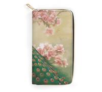 Oriental Peacock on Flower Tree Leather Wallet, Bifold Stylish Wallets, Credit Card Holder for Passport Covers, Purse Passport Bag for Men Women