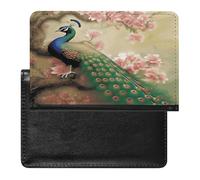 Oriental Peacock on Flower Tree Passport Holder Cover Leather Passport Wallet RFID Blocking Travel Wallet Documents Organizer Passport Protector Passport Cover for Men&Women