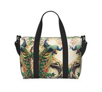 Oriental Peacock on Flower Tree Printed Travel Duffel Bag Foldable Gym Duffel Bag Suitable for Travel Work Gym etc