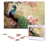 Oriental Peacock on Flower Tree Puzzles for Adults 1000 Pieces, Wooden Puzzle Personalized Jigsaw Puzzles from Photos, Challenging Puzzle Art Painting Home Decor Birthday Party Gift (29.5" x 19.7")