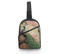 Oriental Peacock on Flower Tree Sling Bag Cross Body Bag Waist Pack