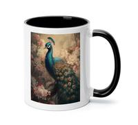 Oriental Peacock Pattern Ceramic Coffee Mug with Handle 11 Ounces, Porcelain Mug Coffee Cup Tea Mug Water Cup Ideal for Coffee,Tea,Latte,Cappuccino,Microwave & Dishwasher Safe Unique Gift Cup