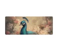 Oriental Peacock Pattern Desk Mat with Stitched Edges, Rubber Mouse Mat for Keyboard Mats Non-Slip Waterproof Desk Pad Office Supplies Large Gaming Mouse Pad for Home Work