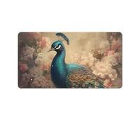 Oriental Peacock Pattern Desk Mat with Stitched Edges, Rubber Mouse Mat for Keyboard Mats Non-Slip Waterproof Desk Pad Office Supplies Large Gaming Mouse Pad for Home Work