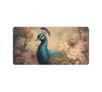 Oriental Peacock Pattern Desk Mat with Stitched Edges, Rubber Mouse Mat for Keyboard Mats Non-Slip Waterproof Desk Pad Office Supplies Large Gaming Mouse Pad for Home Work