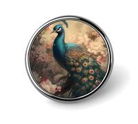 Oriental Peacock Pattern Lapel Pin Durable Metal Round Brooch Pins Lightweight & Elegant Badge for Shirts, Jackets, Backpack & Gifts
