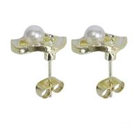 Oriental Pearl Earrings 4-5mm Gold Plated Drop(ER0109)