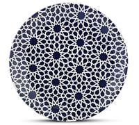 Oriental Porcelain Plate Round Diameter 25 cm Blue and White Dinner Plate Dishwasher and Microwave Safe Dessert Breakfast Plate Flat Cake Plate Salad Plate