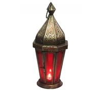 Oriental Red Metal Lantern Windlicht Table Decor 29cm Garden