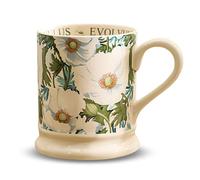 Oriental riverkit Coffee Mugs, 380ML, Porcelain Coffee Mugs with Handle, Large Coffee Cup Set with Flower Patterns, Morden Afternoon Tea Cups for Hot Chocolate, Milk, Cappuccino or Tea, White