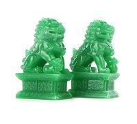 Oriental riverkit Guardian Lion Statues Pair of Fu Foo Dogs Chinese Lion Dog Fengshui Fudogs Statue for Indoor Outdoor Placement Polyresin 10.5 * 7 * 4cm
