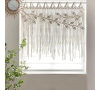 Oriental riverkit Macrame Curtains, 110 * 80cm(43 * 31inch), Hand Woven Wall Hanging with Tassel, Multi-purpose Cotton Tapestry for Living Room, Bedroom or Wedding Party