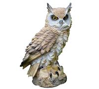 Oriental riverkit Owl Statue Owl Garden Ornament Resin Material for Patio, Backyard and Outdoor Decorations 11 * 8 * 18cm (White)