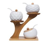 Oriental riverkit Porcelain Condiment Jar Spice Container with Lids, White Ceramic Seasoning Jars Set for Sugar/Salt/Pepper, Perfect Spice Storage for Home, Kitchen